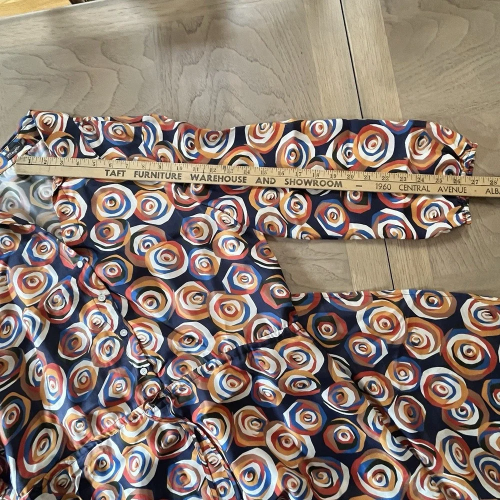 J McLaughlin Mollie Dress NEW Large Silk Blend Midi Mod Rose Pop Floral Career - Picture 7 of 11